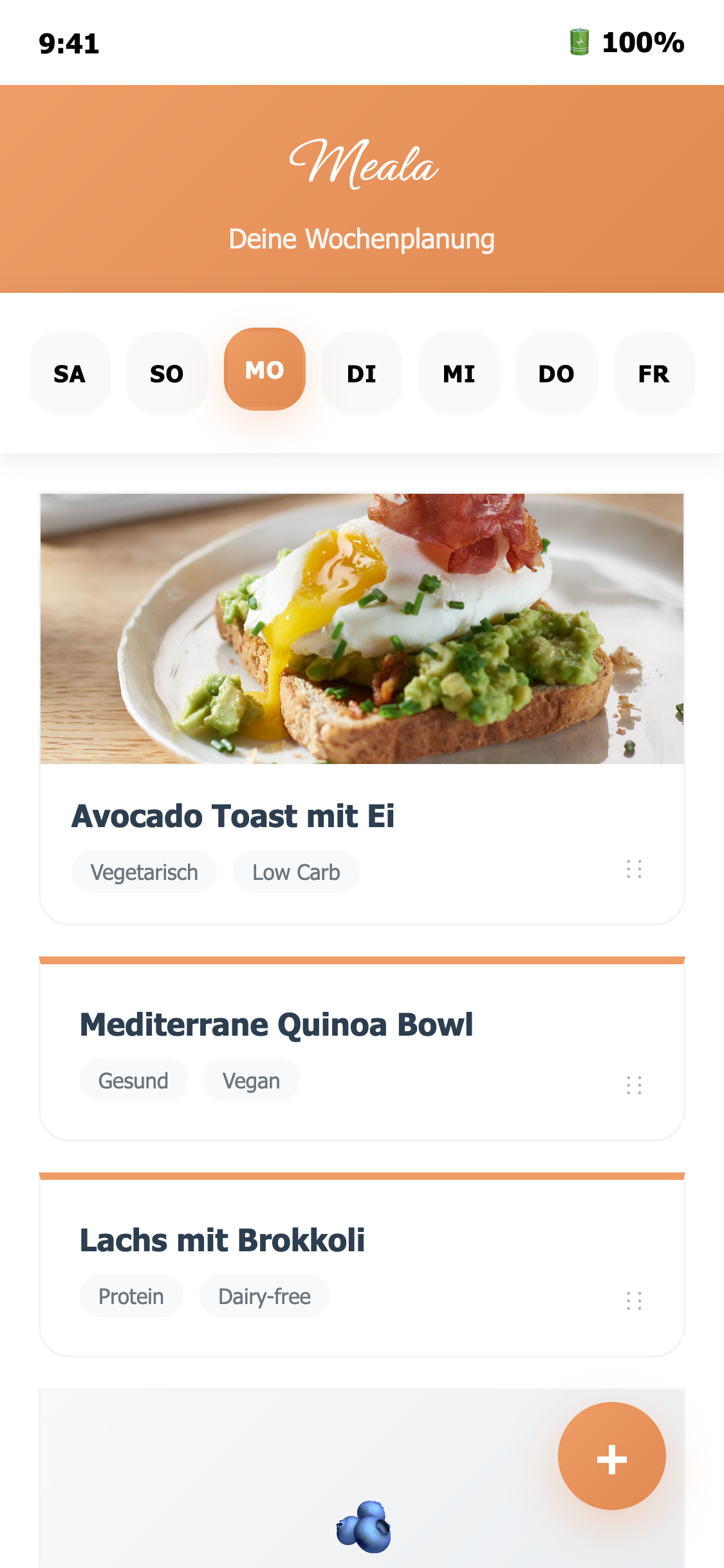 Meala Wochenplan - Übersichtliche Essensplanung für die ganze Woche